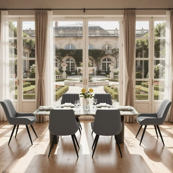 Daluvenix Modern Dining Chairs Set of 6, Upholstered Fabric Comfy Kitchen Dining Chairs with Metal Legs & Thick Cushions for Dining Living Room, Dark Gray