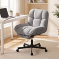 thumbnail image 1 of Daluvenix Office Chair, Ergonomic Extra Wide Big Desk Chair with Retractable Footrest, Height Adjustable Swivel Teddy Fleece Mid Back Home Chair with Wheels, Gray, 1 of 10