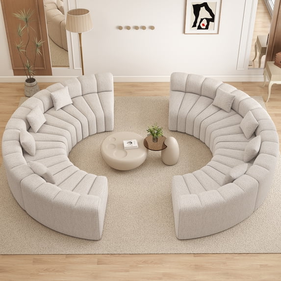 Compact Rounded Sofa Daluvenix Oversized Round Curved Sofa 8 Seater Round Modular Sectional ...