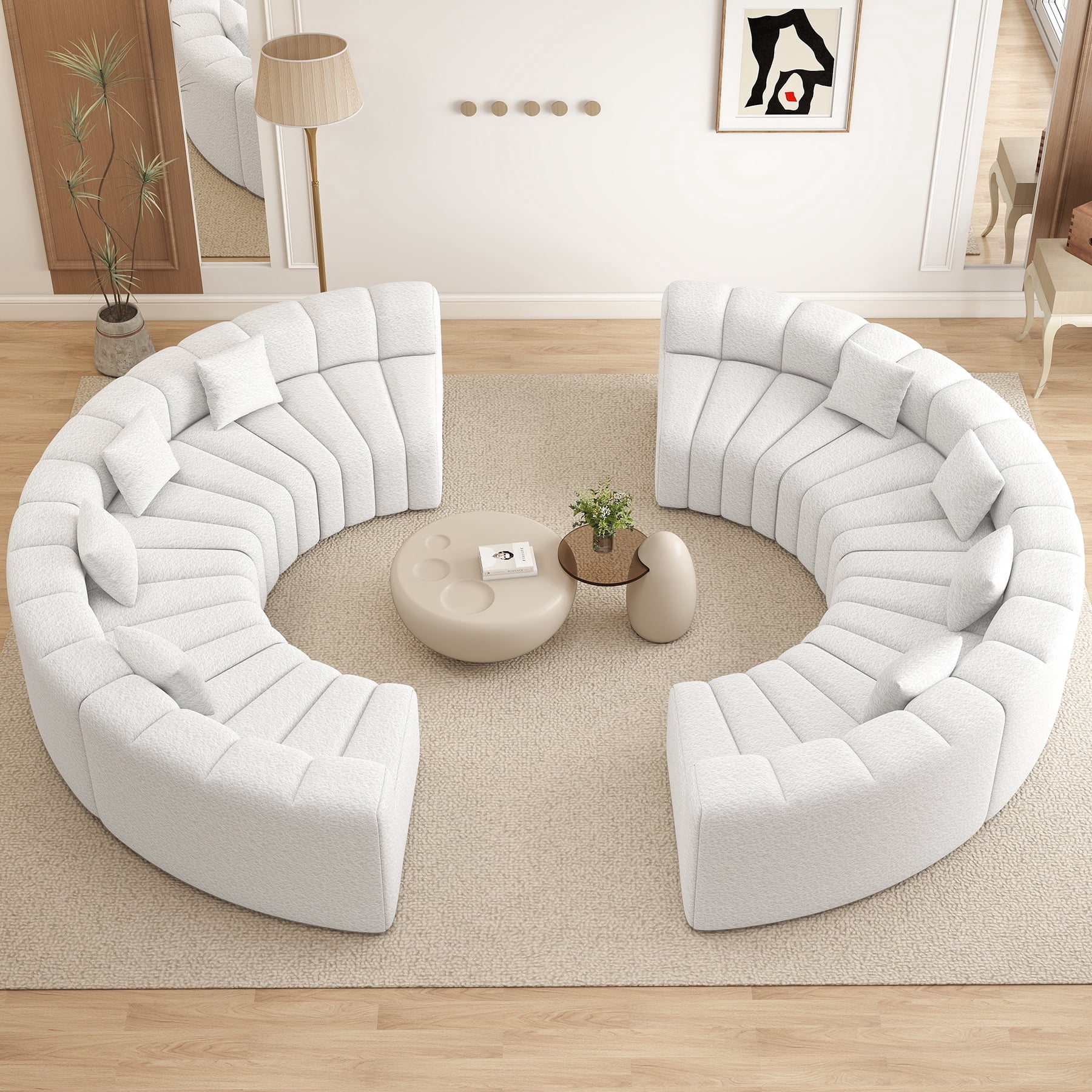 Modular Rounded Couches Daluvenix Oversized Round Curved Sofa 8 Seater Round Modular Sectional ...