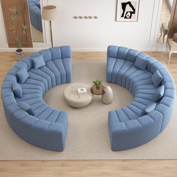 Daluvenix Oversized Round Curved Sofa 8 Seater Round Modular Sectional Sofa Modern Convertible Velvet Boneless Couches for Living Room No Assembly Required