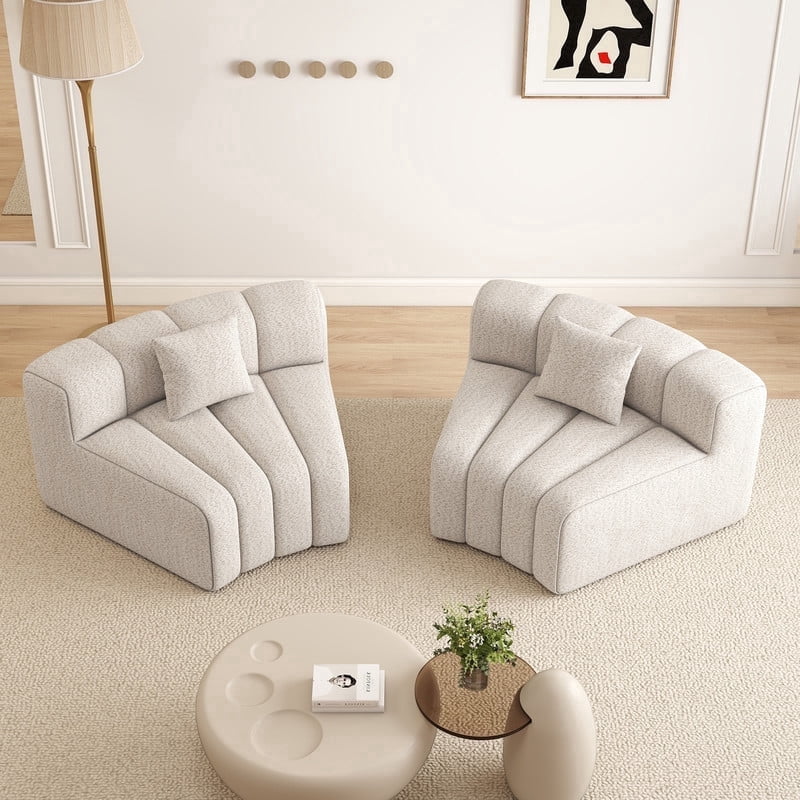 Modular Rounded Couches Daluvenix Round Curved Sofa 2PCS 1/8 Round Modular Sectional Sofa 2 ...