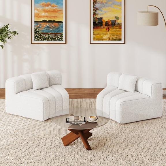 Daluvenix Round Curved Sofa 2PCS 1/8 Round Modular Sectional Sofa 2 Seater Modern Convertible Velvet Boneless Couches for Living Room