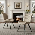 thumbnail image 1 of Daluvenix Modern Dining Chairs Set of 2 Upholstered Comfy Fabric Kitchen & Dining Room Chairs with Metal Legs & Thick Cushions for Living Room, Beige, 1 of 5