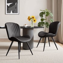 Daluvenix Modern Dining Chairs Set of 2 Upholstered Comfy Fabric Kitchen & Dining Room Chairs with Metal Legs & Thick Cushions for Living Room, Black