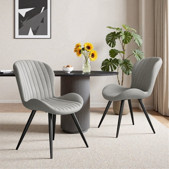 Daluvenix Modern Dining Chairs Set of 2 Upholstered Comfy Fabric Kitchen & Dining Room Chairs with Metal Legs & Thick Cushions for Living Room, Grey