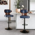 thumbnail image 1 of Daluvenix Set of 2 Wooden Swivel Bar Stool with Backrest, Counter Height Bar Chair for Kitchen & Dining Area, Blue, 1 of 7