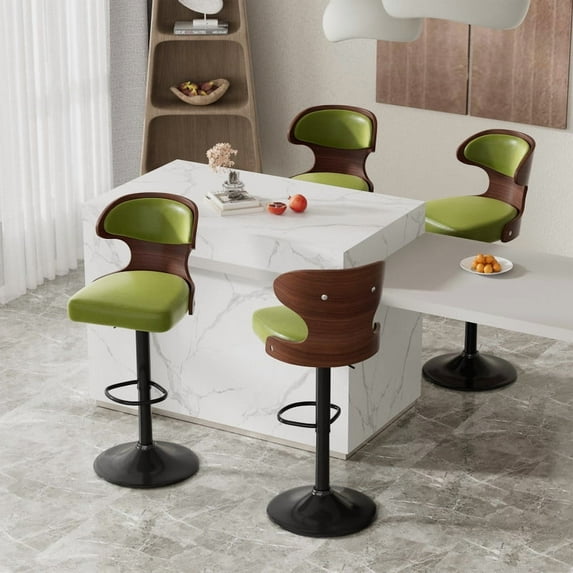 Daluvenix Set of 4 Wooden Swivel Bar Stool with Backrest, Counter Height Bar Chair for Kitchen & Dining Area, Green