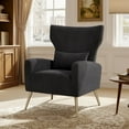 thumbnail image 1 of Daluvenix Velvet Accent Chair for Living Room, Modern Arm Chair with Pillow, Single Sofa Lounge Chair for Bedroom & Reading Room, Black, 1 of 8