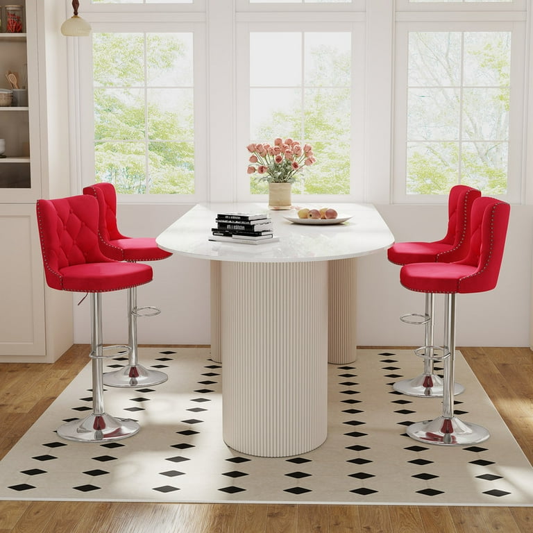 Daluvenix Swivel Bar Stools Set of 4, Velvet Button Tufted Counter