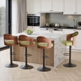 thumbnail image 1 of Daluvenix Swivel Bar Stools Set of 4, Wooden Kitchen Bar Chairs with Back, PU Leather Counter Height Barstools for Kitchen Island, Green, 1 of 8