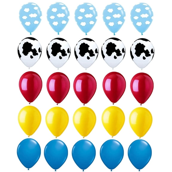 DalvayDelights 11" Multi-color Cow Cloud Red Yellow Blue Latex Balloons 25 Count Set