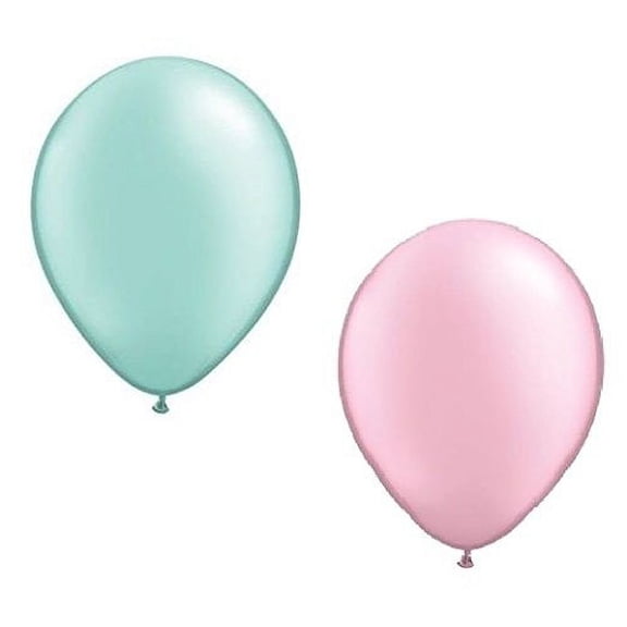 DalvayDelights 12 Pearl Pink & 12 Pearl Mint Green 12" Party Baby Shower Wedding Deluxe Latex Balloons