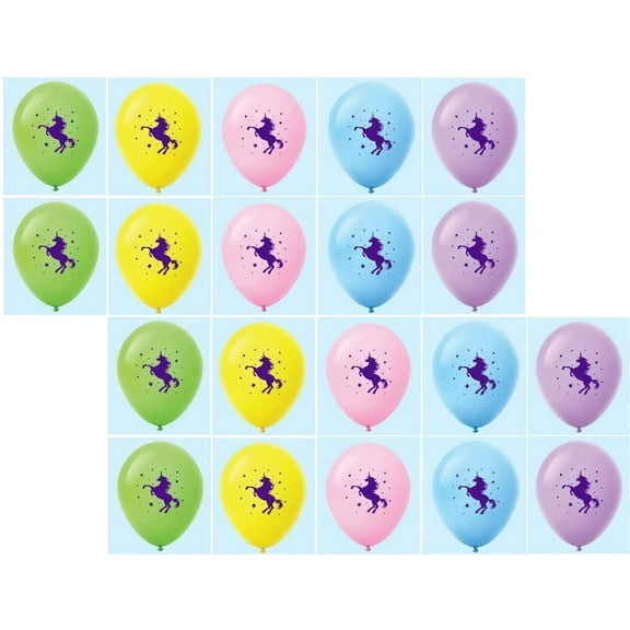 DalvayDelights 12" Unicorn Head Colorful Assortment 20 Piece Latex Balloons Set