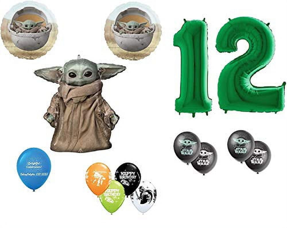 ANAGRAM DalvayDelights 12th Birthday Baby Yoda The Child Mandalorian Star Wars Party Balloon 13 Piece Bouquet Birthday Party