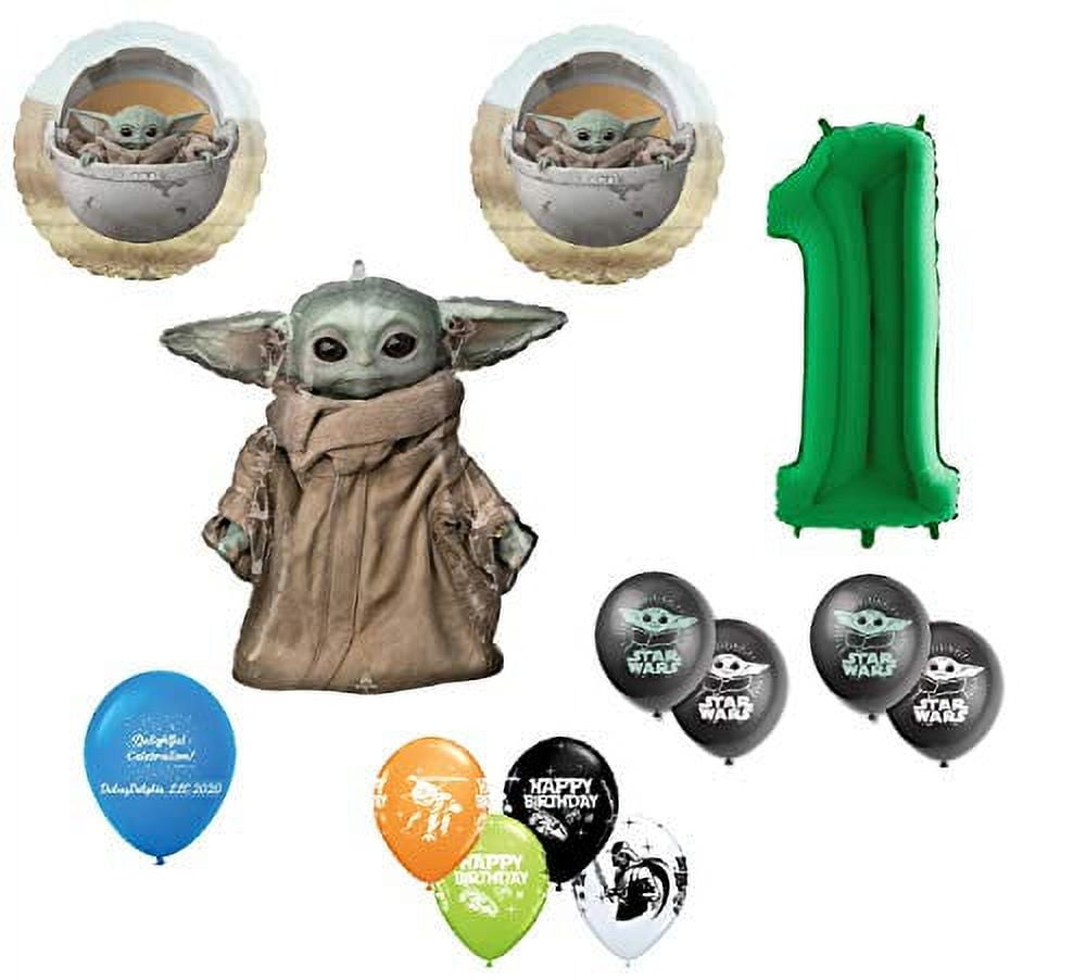 DalvayDelights 1st Birthday Baby Yoda The Child Mandalorian Star Wars Party Balloon 13 Piece Bouquet Birthday Party