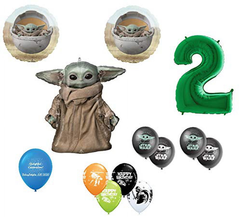 DalvayDelights 2nd Birthday Baby Yoda The Child Mandalorian Star Wars Party Balloon 13 Piece Bouquet Birthday Party
