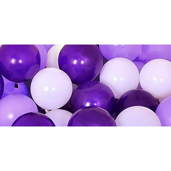 DalvayDelights 50 Pieces 12" Light Purple, Dark Purple and White Matte Latex Balloons Girl Birthday Party Wedding Decorations Romantic Party Baby Shower