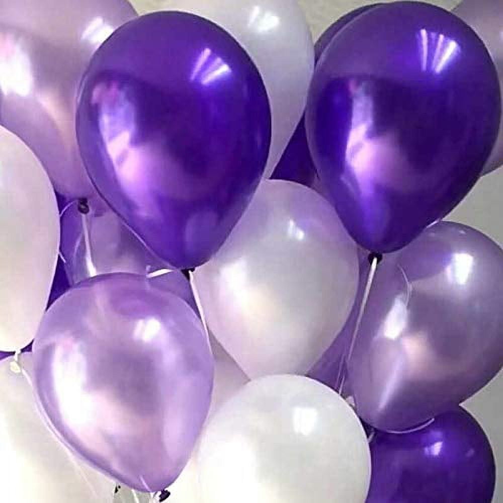 QUALATEX DalvayDelights 50 Pieces 12" Pearl Light Purple, Pearl Dark Purple, and Pearl White Latex Balloons Girl Birthday Party Wedding Decorations Romantic Party Baby Shower