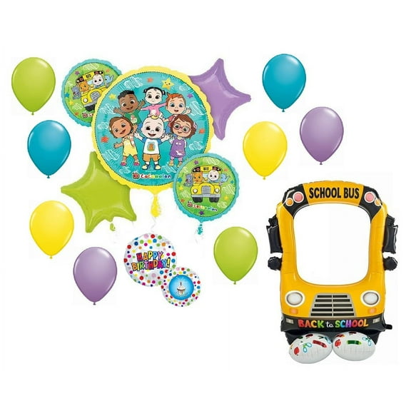DalvayDelights 56"Selfie School Bus Airloonz Balloon, Multicolored