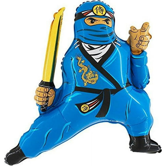 DalvayDelights Blue Ninja Sword Karate Martial Arts Birthday Party Mylar Balloon
