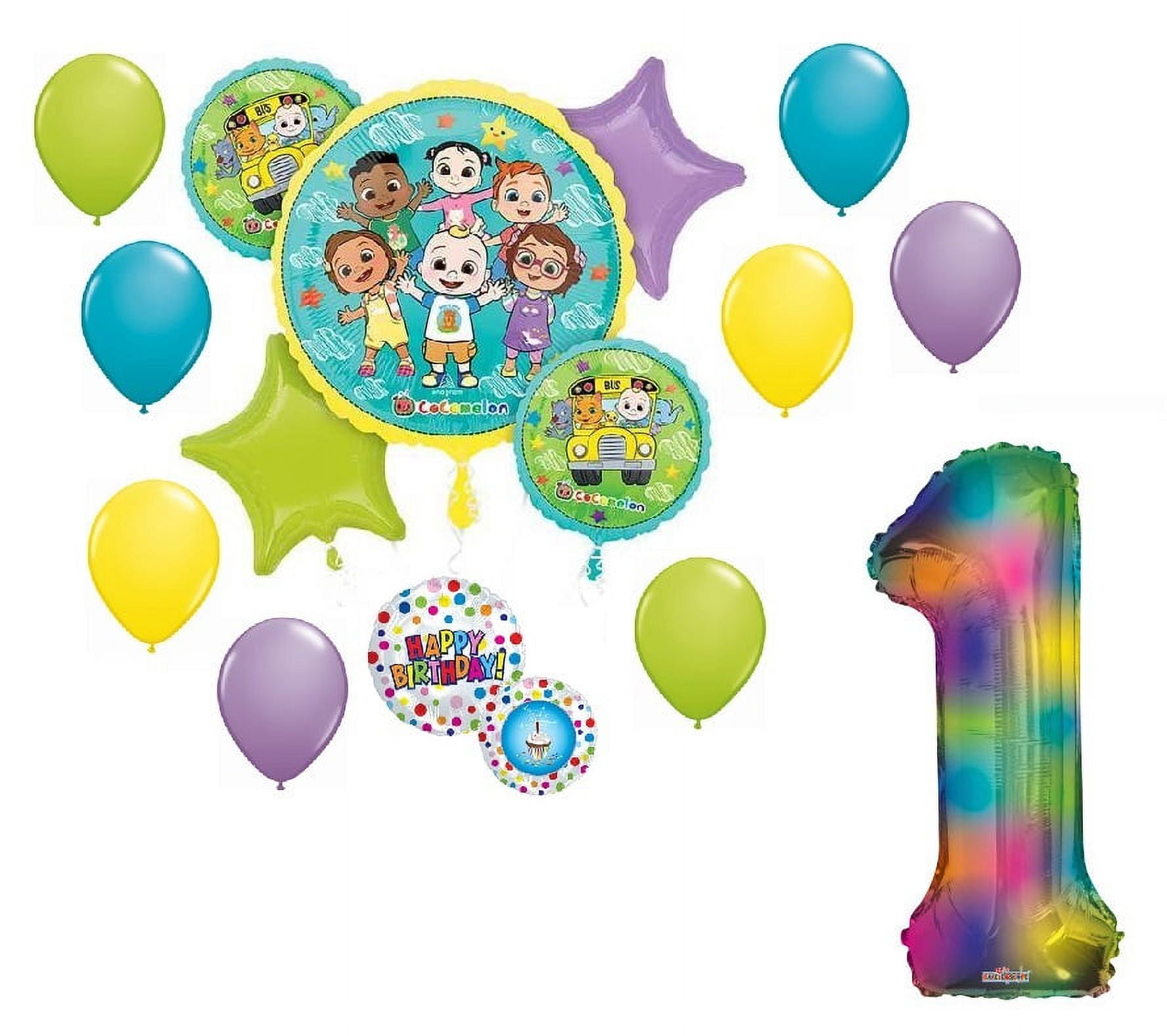 DalvayDelights CoComelon 1st Birthday Balloon Bouquet, 15 Piece, Foil and Latex Multi-Color