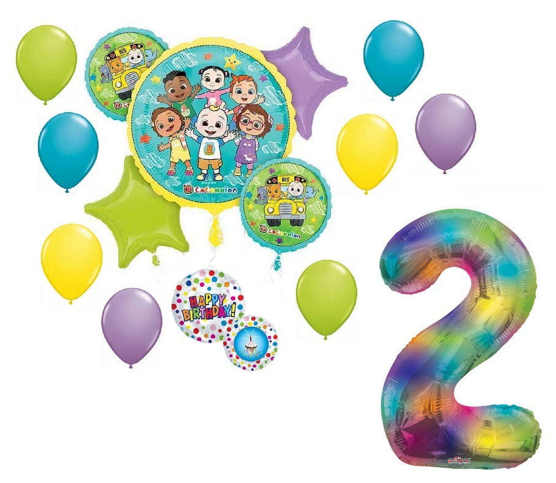 DalvayDelights CoComelon Birthday Balloon Bouquet Decorations Set Foil Yellow, Lime Green,15 Pack