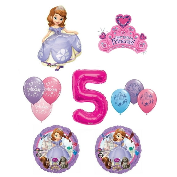 DalvayDelights Disney's Sofia The First 5th Happy Birthday Party Balloons Decorations Supplies Bundle