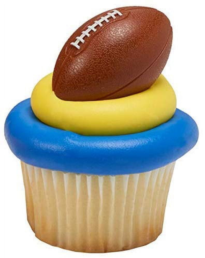 DalvayDelights Football NFL Party Favors Plastic Cupcake Toppers Rings 24 Pieces