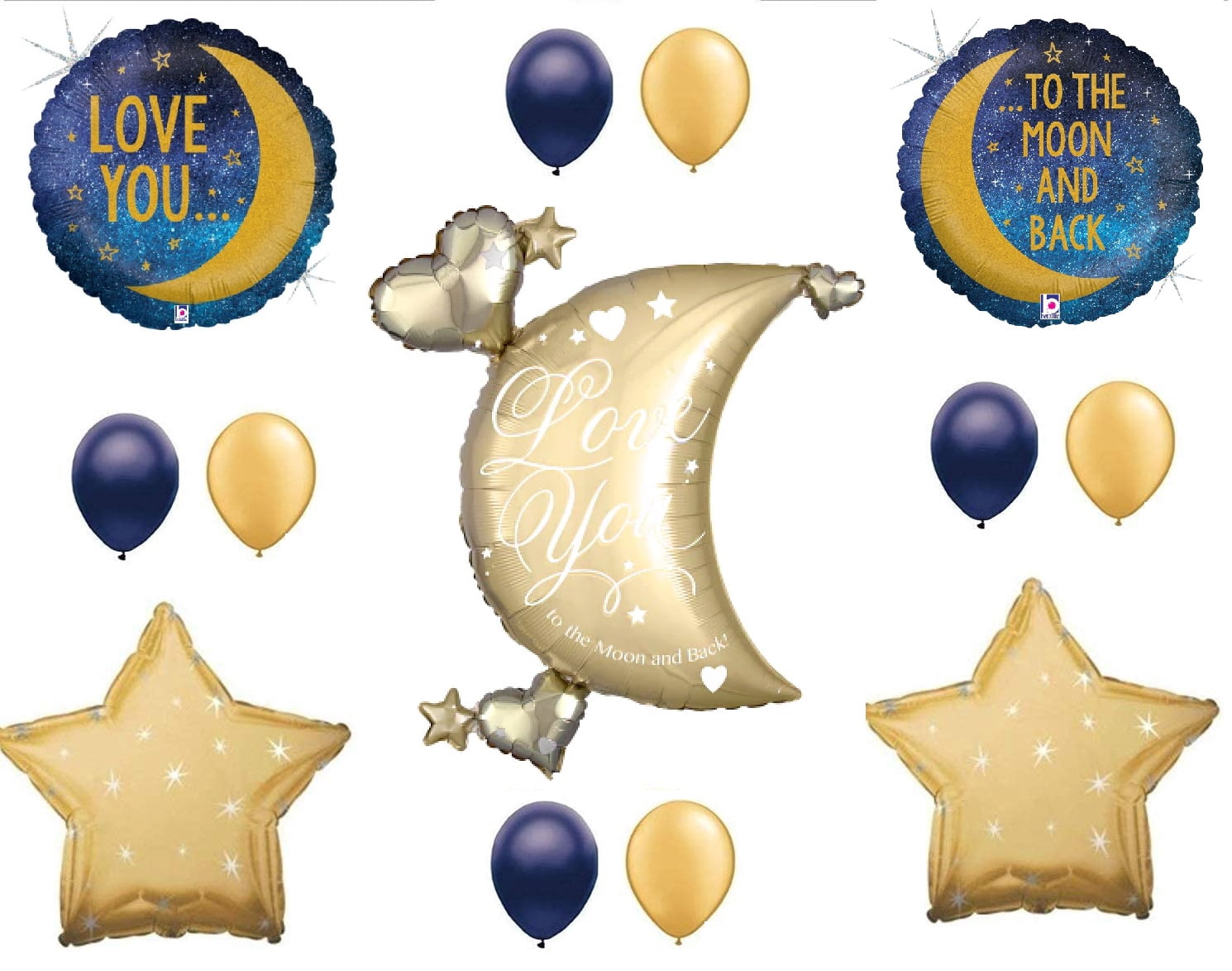 DalvayDelights I Love You to The Moon and Back Gold & Navy Blue Welcome ...