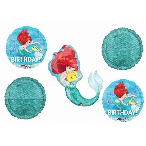 Little Mermaid Balloons - Ariel Balloon Bouquet - 5 Balloons