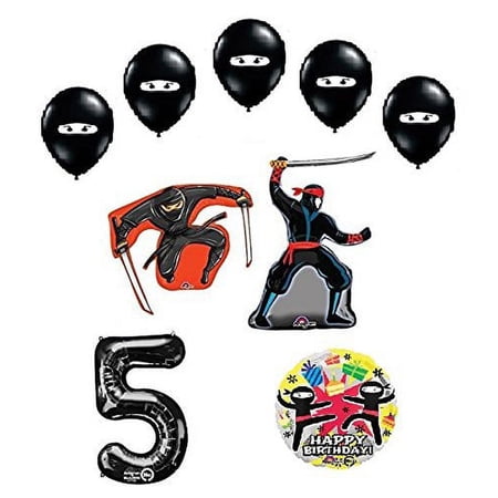 DalvayDelights Ninja 5th Birthday Party Supplies Party 9 Piece Mylar & Latex Balloons Set