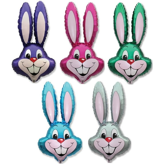 DalvayDelights Rabbit Bunny Balloons, Foil Mylar Easter, (5 Piece)