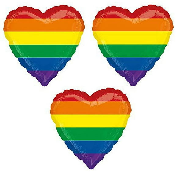 DalvayDelights Rainbow Heart Gay Pride Parade Heart Shaped (3) 18" Party Mylar Balloons