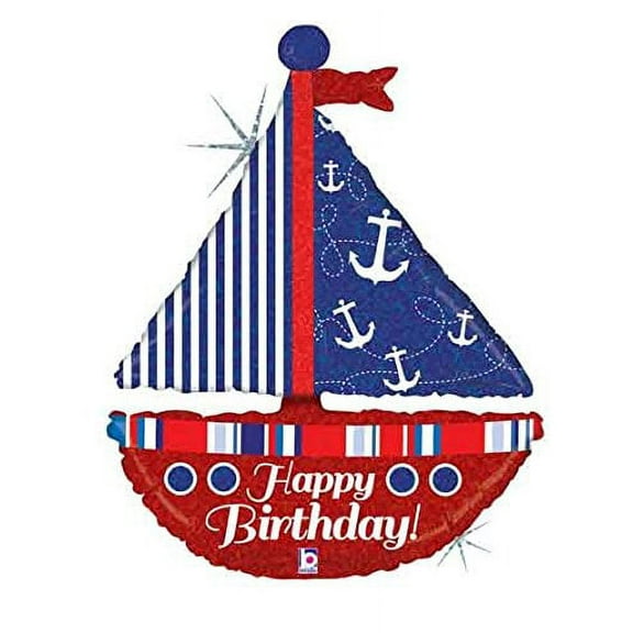 DalvayDelights Sailboat Sail Boat Sailing Yacht Club 37" Nautical Birthday Party Mylar Balloon