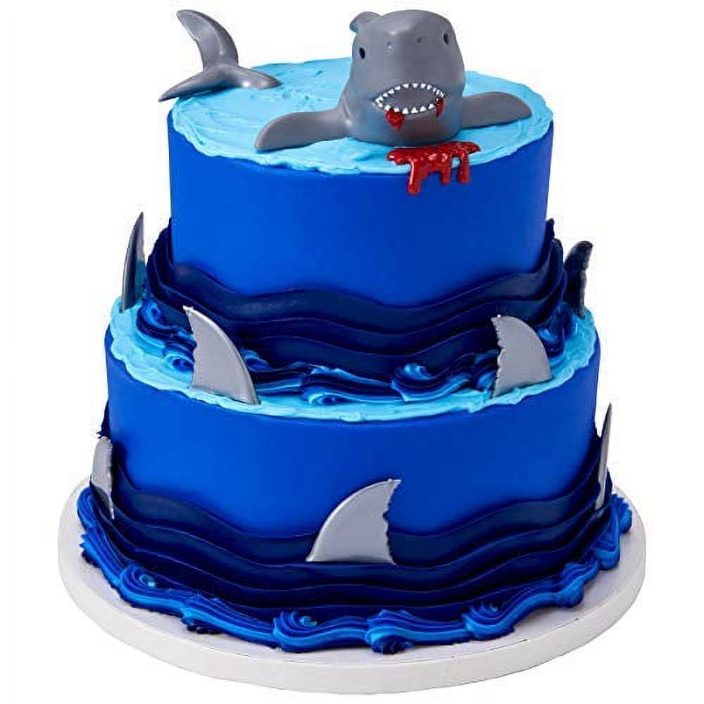 DalvayDelights Shark Creations Plastic Cake Topper Plus 12 Shark Fin Cupcake Picks