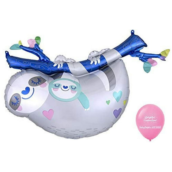 DalvayDelights Sloth Mommy and Baby Shower Party 31" SuperShape Mylar Foil Balloon