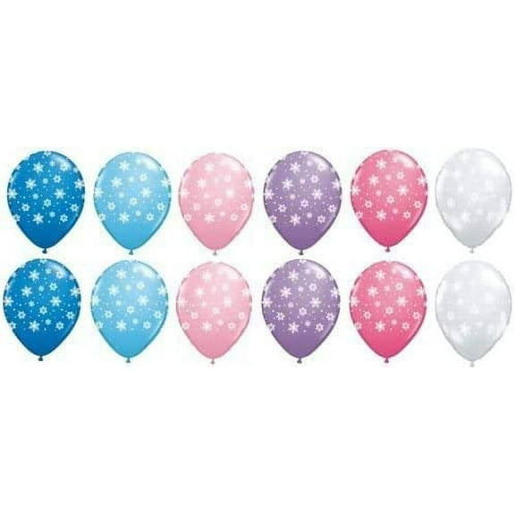DalvayDelights Snowflake Frozen Pink Blue Purple Clear Snow Flake (12) 11" Party Latex Balloons