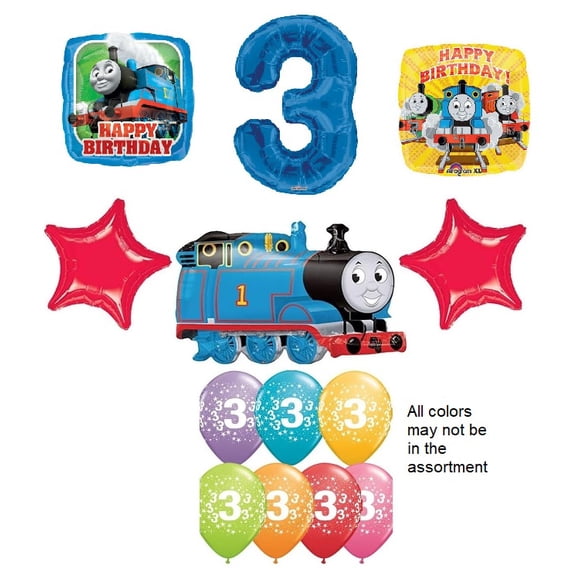 DalvayDelights Thomas The Train Engine 3rd Birthday Party Supplies and 13 Piece Balloon Decorations