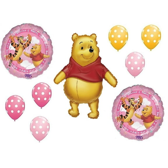 DalvayDelights Winnie The Pooh Baby Girl Shower Welcome Little One Balloons Bouquet