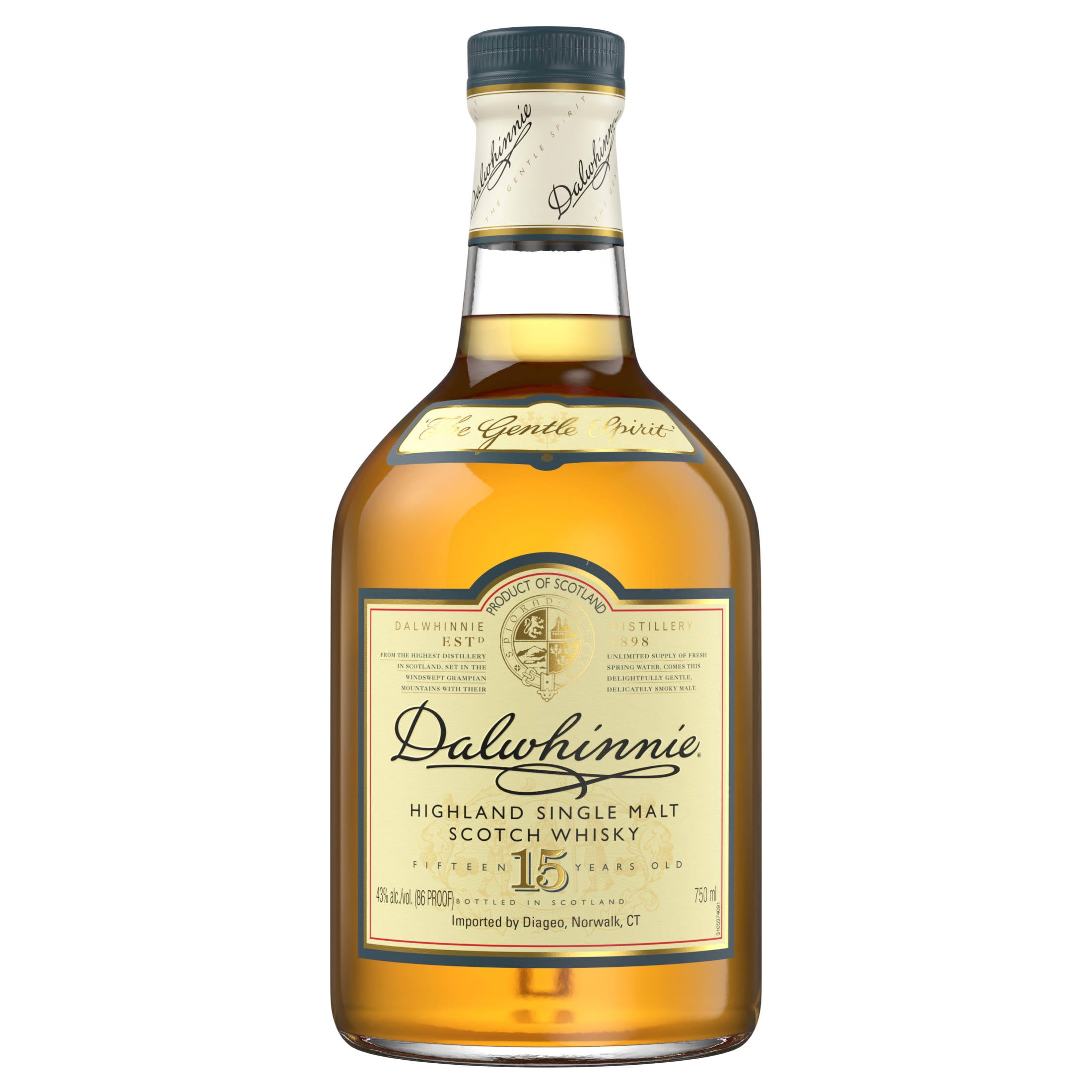 Dalwhinnie 15 Year Old Single Malt Scotch Whisky, 750 mL, 43% ABV