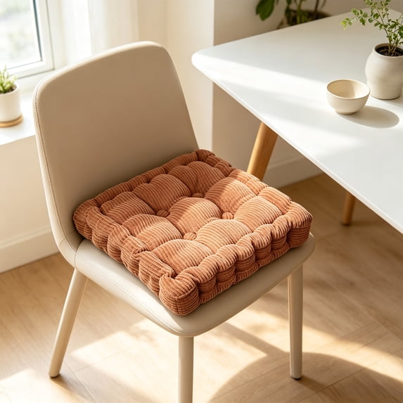 Dalxymotic Chair Cushion, 15x15 Inch Corduroy Thick Padded Seat Pad, Soft Tufted Comfort Pad, Durable Kitchen Seat Base, for Dining Office Home Chair Room