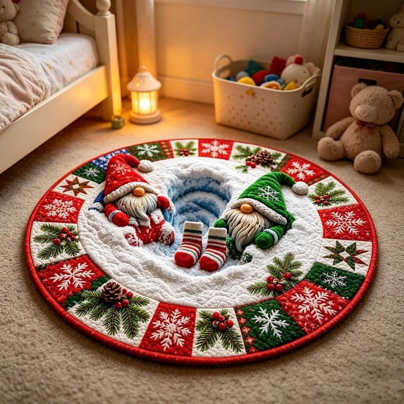 Dalxymotic Christmas Area Rug, 24 Inch 3D Illusion Holiday Doormat, Christmas Decorations Indoor Outdoor, Soft NonSlip Decorative Floor Mat for Living Room, Bedroom, Tree Base