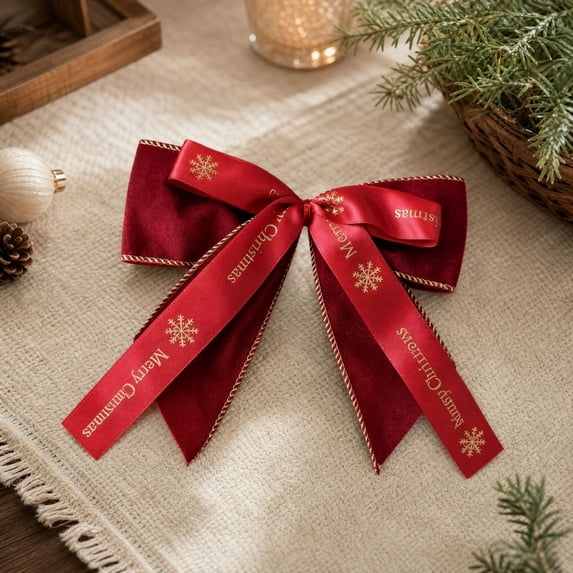 Dalxymotic Christmas Bow Ornament, Holiday Ribbon Decor Accent, Festive Party Styling Piece, Easy Hanging Home Decor, Christmas Bow Decoration for Tree, Wreath, Door, Mantel