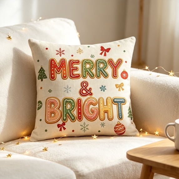 Dalxymotic Christmas Cushion Cover, Xmas Soft Throw Pillow Case, Christmas Decorations Indoor Outdoor, Winter Decor Indoor, Holiday Home Decoration for Sofa, Bed, Couch, Chair