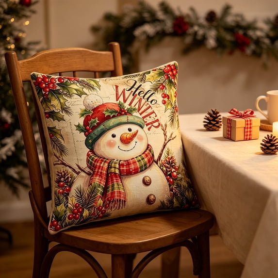 Dalxymotic Christmas Cushion Covers, Festive Winter Pillow Cases, Xmas Throw Pillow Covers, Soft Holiday Cushion Covers, Christmas Pillow Covers for Sofa, Couch, Bed, Living Room