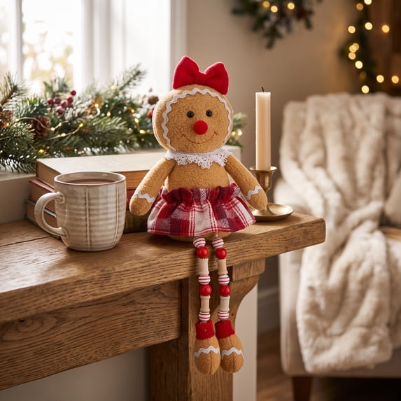 Dalxymotic Christmas Gingerbread Ornaments, Decorative Wooden Bead Figurines, European Toy Decorations, Christmas Decorations Indoor Outdoor Winter Decor for Home, Mantel, Shelf