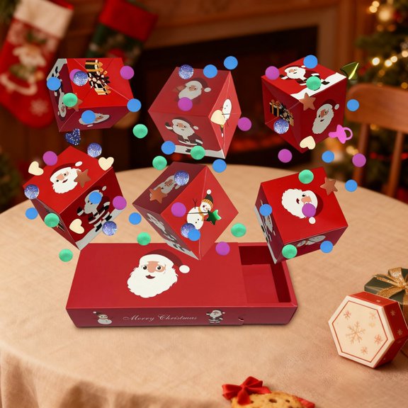 Dalxymotic Christmas Popper Box Set, Christmas Gift Box, Holiday Party Gift Decoration Box, Festive Table Top Popper, Surprise Popper Box for Party, Home, Tree, Table, Mantel