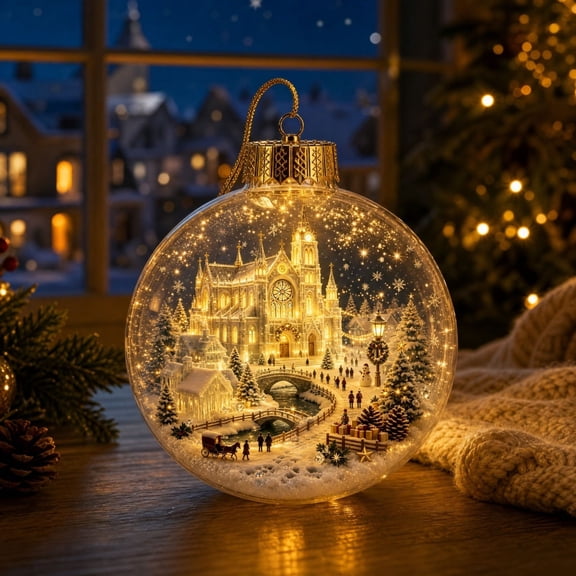 Dalxymotic Christmas Story Ball Ornament, 3.1 Inch Miniature Holiday Scene Decor, Festive Tree Window Mantel Accent, Christmas Decorations Indoor Outdoor Winter Decor for Home, Tree