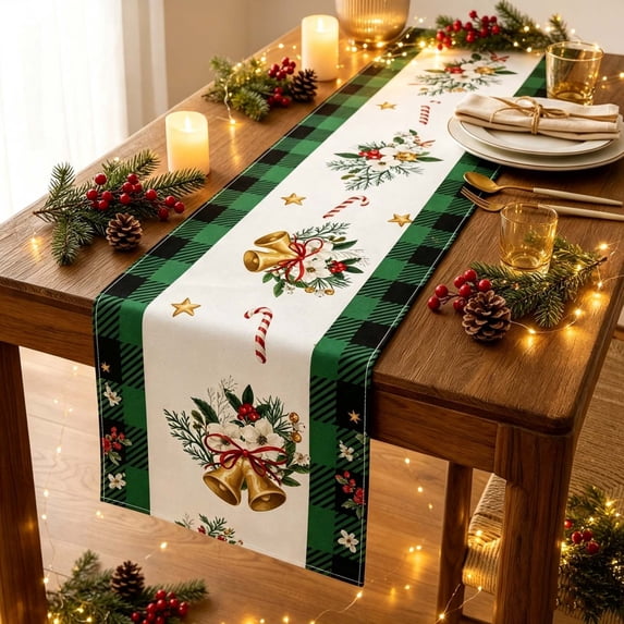 Dalxymotic Christmas Table Runner, Printed Dining Table Cover, Winter Holiday Decor Accent, Home Table Decoration, Christmas Table Runner for Dining, Kitchen, Living Room, Home